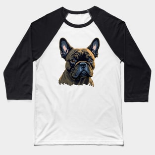 Brown and Black French Bulldog Face Baseball T-Shirt